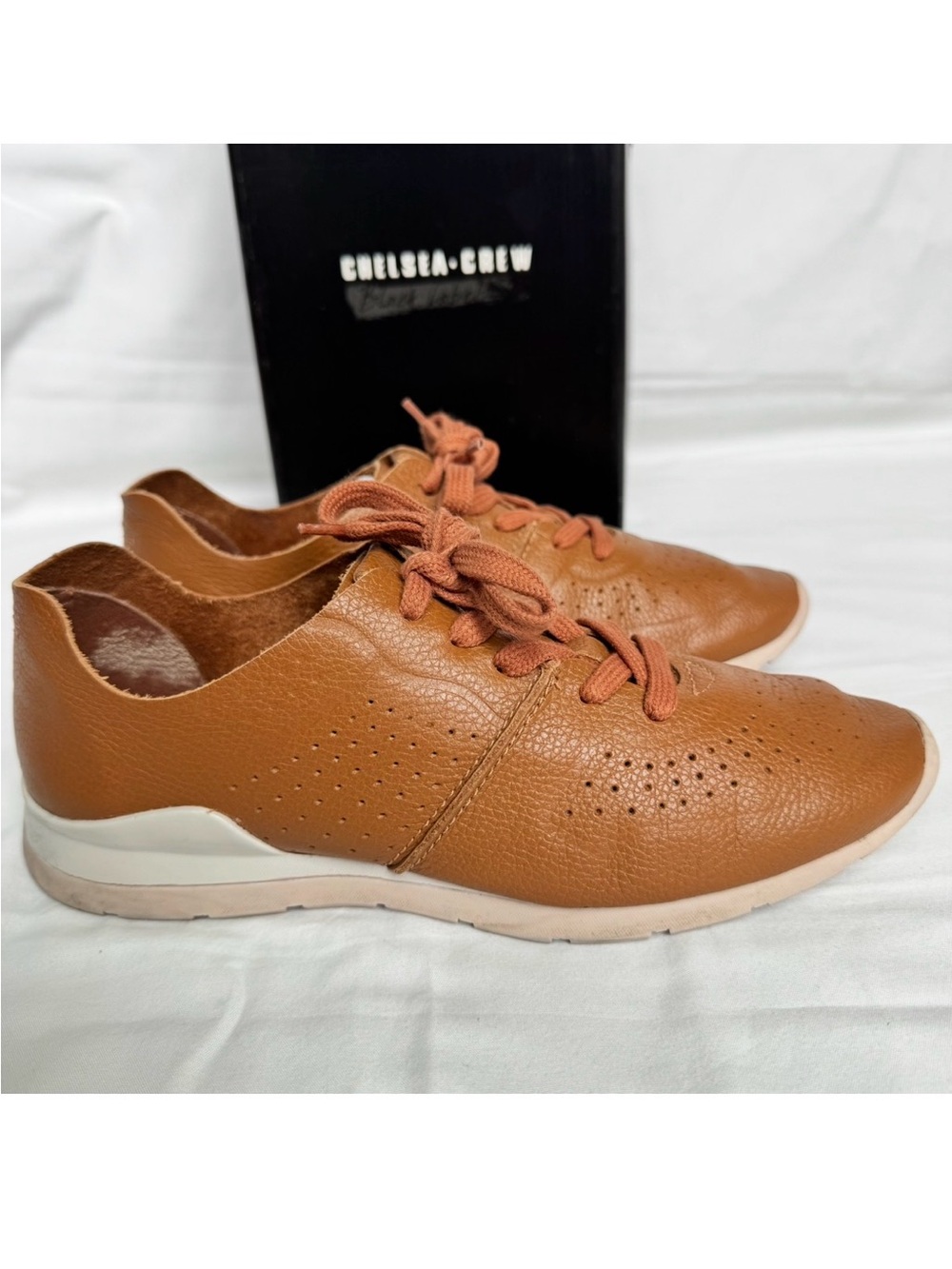 Chelsea Crew Brown Leather Sneakers Women’s 8 Brazil Comfort Shoes Minimalist